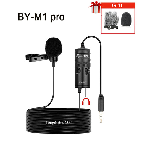 BY-M1 Condenser Lavalier Lapel Clip-on Microphone 3.5mm TRRS 6M Mic For PC -CE01041-Veeddydropshipping