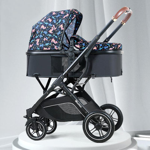 New Cartton Baby Stroller 3 In 1 with Car Seat PU leather foldable-TB00378-Veeddydropshipping