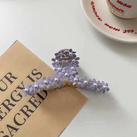 Pearls Hair Claws For Women Girls Elegant Flower -JW00496-Veeddydropshipping