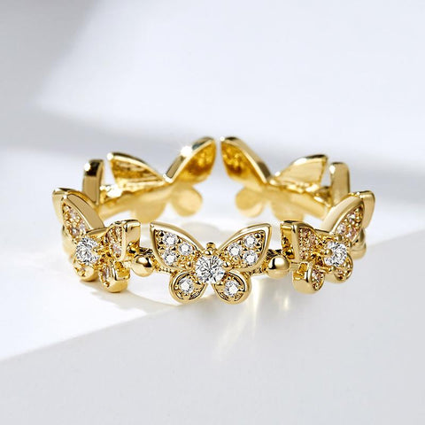 Fashion Shiny Cubic Zirconia Butterfly Rings For Women Girls  Geometric-JW01402-Veeddydropshipping