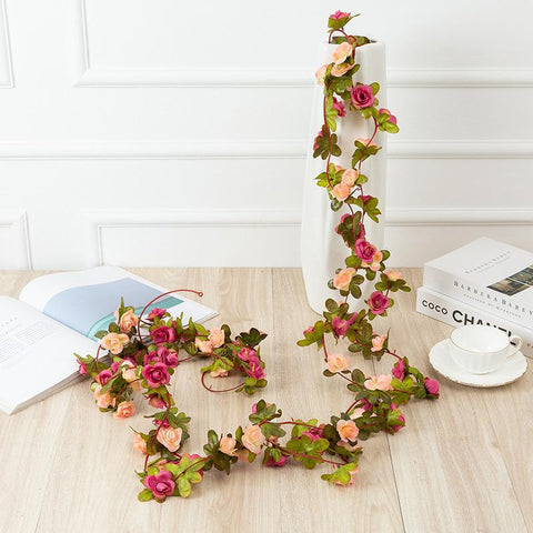 Rose Artificial Flowers Christmas Garland-HA00715-Veeddydropshipping