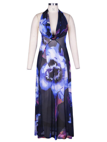 Backless Maxi Dress Women Sexy Purple Print-WF00009-Veeddydropshipping