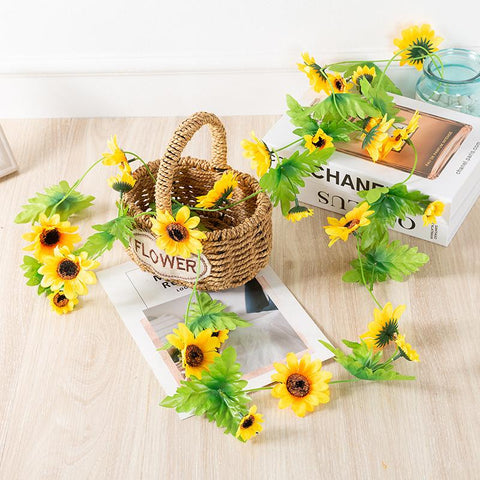 Sunflower Artificial Flowers Vine Fake Wedding Decoration-HA00720-Veeddydropshipping