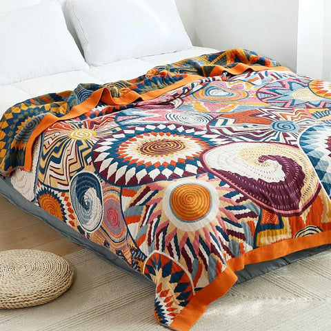 Bohemian Style Cotton Bedspread Warm Throw Blanket-HA00561-Veeddydropshipping