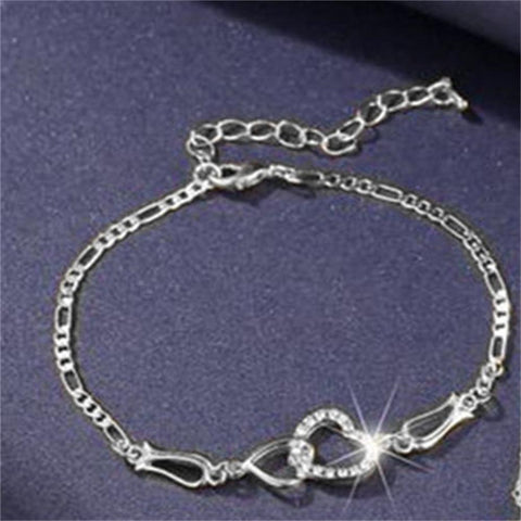 Double Heart Necklace Earrings Bracelet Jewelry Set  -JW00327-Veeddydropshipping