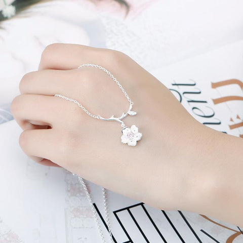 925 Sterling Silver Jewelry Sets Romantic Cherry Blossoms Flower -JW00341-Veeddydropshipping