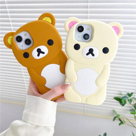 Cute Bear Cartoon Silicone Soft Phone Case Cover for iPhone 11 13 14 Pro Max-PA00148-Veeddydropshipping