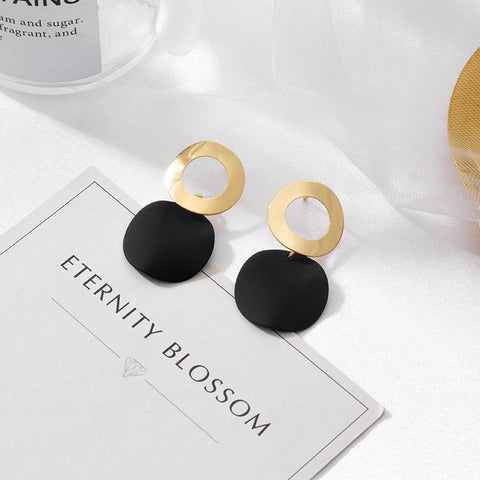 Korean Statement Earrings for women Black Cute  Trend Jewelry-JW01426-Veeddydropshipping