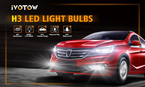 IVOTOW 2Pcs H3 LED Headlight Bulb No Fan High Beam 6000K-AM00022-Veeddydropshipping