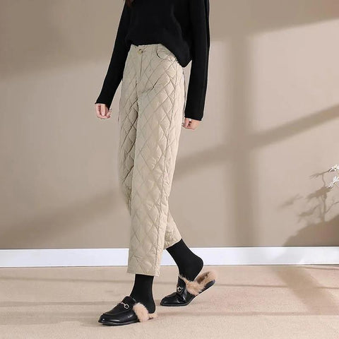 Ankle-length Pants Women Warm Cotton Straight Leg Pant-WF00478-Veeddydropshipping