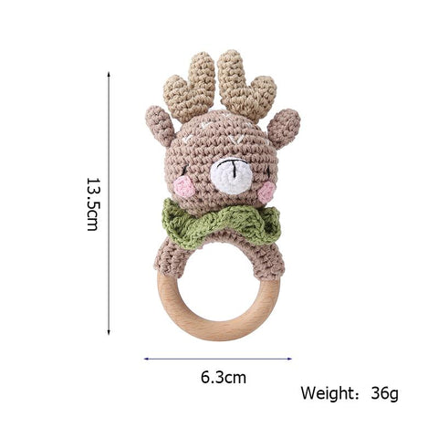 4PC/1PC Baby Toys Wooden Teether Crochet Animals BPA Free Rattle Toy-TB00503-Veeddydropshipping