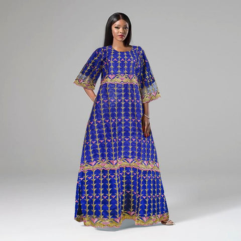 Women Traditional African Dashiki Embroidery Dresses-WF01654-Veeddydropshipping