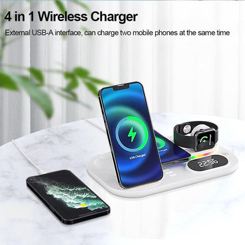 4 in 1 Wireless Chargers Dock Station With Lamp And Clock-Veeddydropshipping
