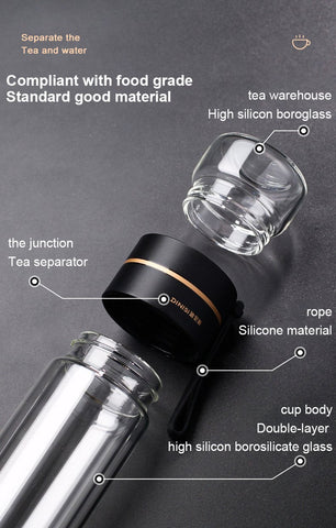 Glass Tea Bottles Infuser Bottle Tea Separation Mug-HA01261-Veeddydropshipping