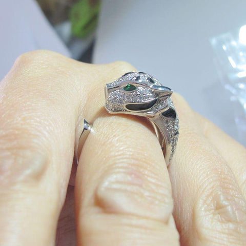 Leopard Head Rings  Cubic Zirconia Stone Animal Panther Ring  -JW00396-Veeddydropshipping