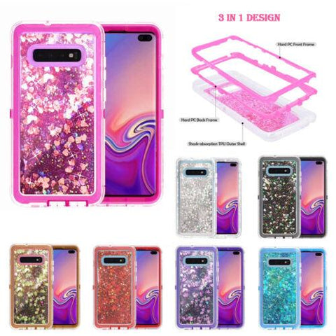 For Samsung Galaxy S10e S10 S10+Plus Defender Liquid Glitter Case Cover-PA00094+Veeddydropshipping