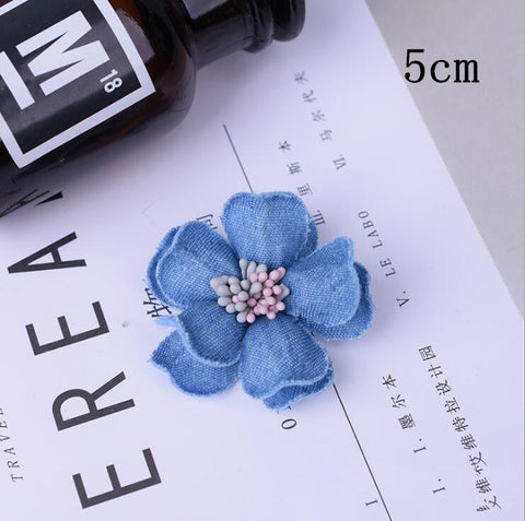 Korea Denim Fabric Flowers Hair Accessories-HA00725-Veeddydropshipping