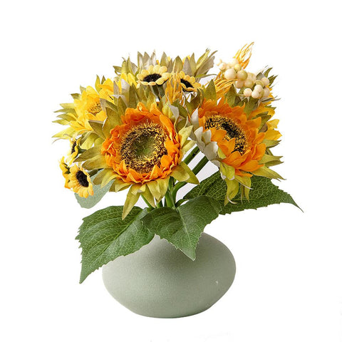 Sunflower Artificial Flowers Silks Bouquet For Wedding-HA00710-Veeddydropshipping