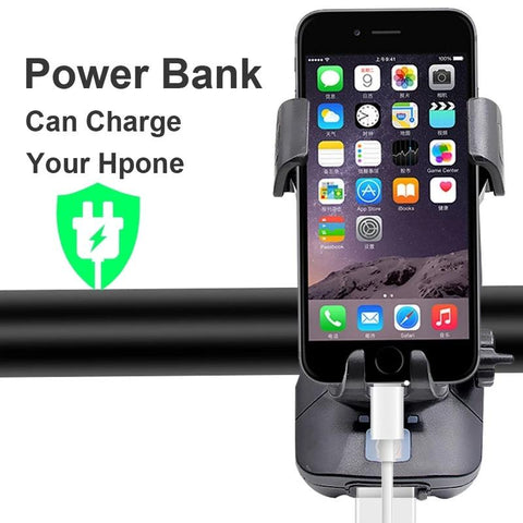Bicycle Light Mobile Phone Holder USB Rechargeable 4 in 1 Bike Horn 4000MAh Power Bank Headlight-PA00512-Veeddydropshipping