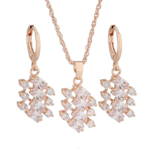 585 Rose Gold Color With Natural Zircon Earrings Sets  -JW00217-Veeddydropshipping