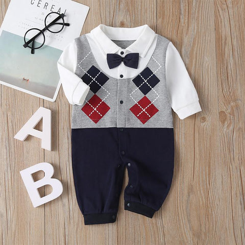 Newborn Baby Boy Girl Romper 2021 Fall Long Sleeves Bowtie-Veeddydropshipping-6