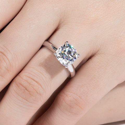 Cushion Cut Moissanite Wedding Ring 925 Sterling Silver Rings -JW00082-Veeddydropshipping