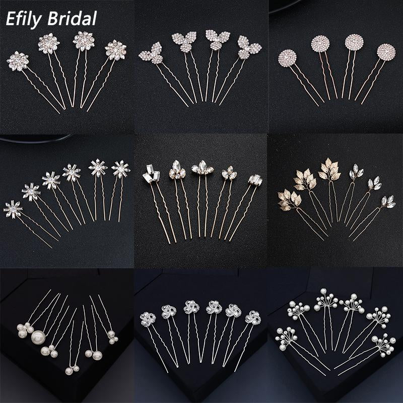 Bridal Wedding Hair Accessories Rhinestone Hair Pins Forks  -JW00459-Veeddydropshipping