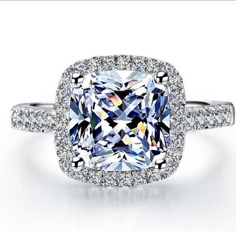 Cushion Synthetic Gem  Solitaire Engagement Ring -JW00401-Veeddydropshipping