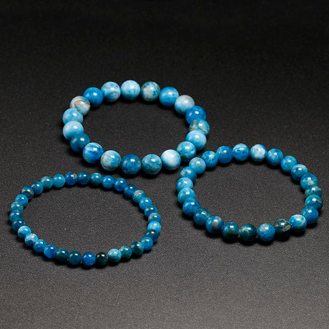 Natural Ocean Blue Apatite Stone Stone Beads Bracelet Women Men-JW00070-Veeddydropshipping