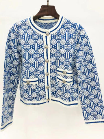 Women Printed Vintage High Street Printed Cardigan Pairs-Veeddydropshipping