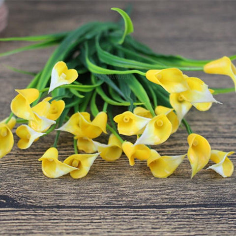 mini artificial calla with leaf plastic fake-HA00724-Veeddydropshipping