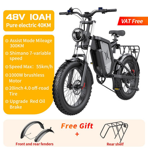 Electric Bike Mountain Moped Ebike 20 Inch Fat Tire 2000W 48V 30AH Road EBike-OS00943-Veeddydropshipping