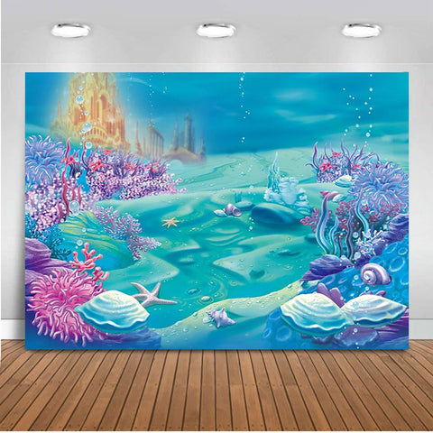 7x5ft Photography Under Sea Castle Backdrop Ocean Bubble Birthday Party Photo -CE00379-Veeddydropshipping