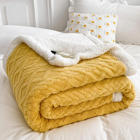 Thick Bed Blanket Double Sided Lamb Cashmere-HA00434-Veeddydropshipping