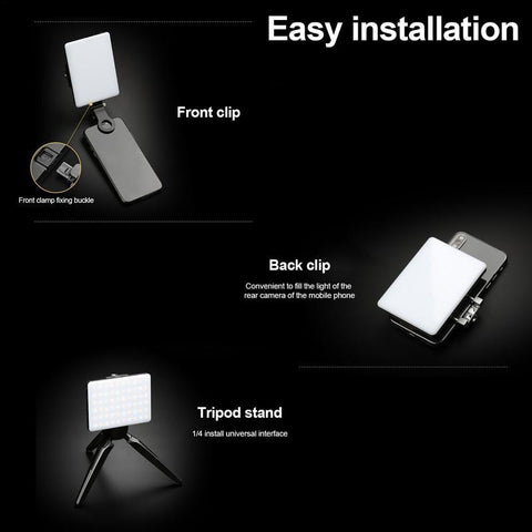 LED Mobile Phone Computer Fill-in Light Adjustable Portable LED Lamp Rechargeable Clip Fill Video Light-PA00800-Veeddydropshipping