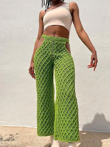 Sexy Cut Out Knitted Loose Pants Women-Veeddydropshipping