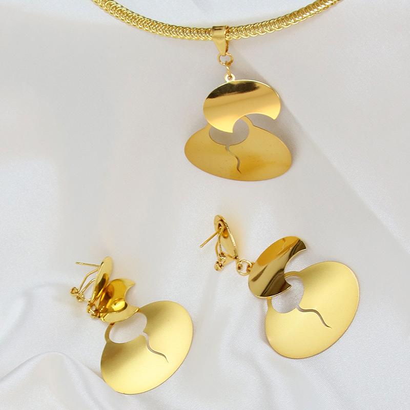 Fine Jewelry Gold Color Wedding Necklace And Earring Set-JW01331-Veeddydropshipping