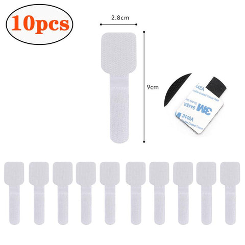 10pcs Self-Adhesive Cable Organizer Clip Ties Cord Management Wall Wire Hook Holder Wrapper Kitchen-PA00857-Veeddydropshipping