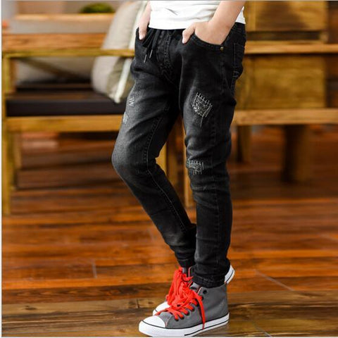 Boys pants spring autumn black jeans kids casual trousers boys jeans-TB01272-Veeddydropshipping