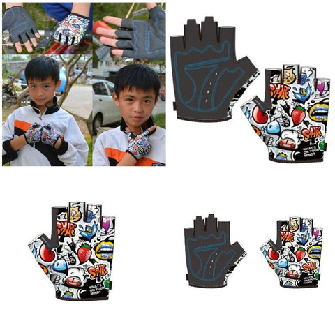 New Mountain Bike Riding Outdoor Sports Fitness Short Finger Children Half Gloves  -OS01077-Veeddydropshipping