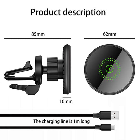 Magnetic Car Charger Mount 30W Qi Fast Charging Air Vent Magnet Phone Holder-PA01037-Veeddydropshipping