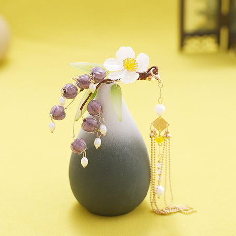 Purple Flower Hair Clips Vintage Butterfly Hairpins Pendant Hair -JW00543-Veeddydropshipping