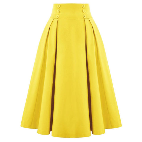 Elastic Waist A Line Elegant Flared Midi Skirts-WF00418-Veeddydropshipping