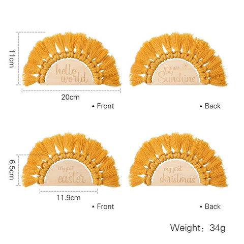 Wooden Baby Milestone Card Newborn Monthly Growth Tassel Cards Baby-TB00756-Veeddydropshipping