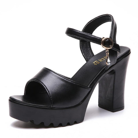 Shoes White High Heels Sandals Women Thick Sandals-BS00870-Veeddydropshipping