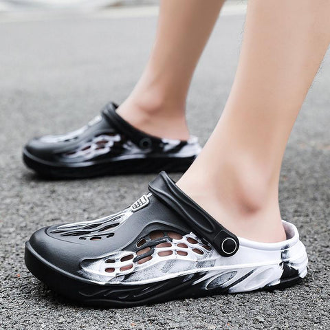 Black Men Beach Sandals Casual Outdoor Slip On Men Garden-BS01474-Veeddydropshipping