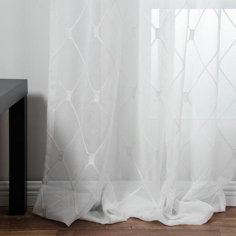 Sheer Curtains Tulle Window Curtains-HA00415-Veeddydropshipping