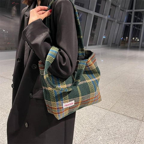 Wool Shopper Bags For Women Large Capacity Autumn Winter New-BS00112-Veeddydropshipping
