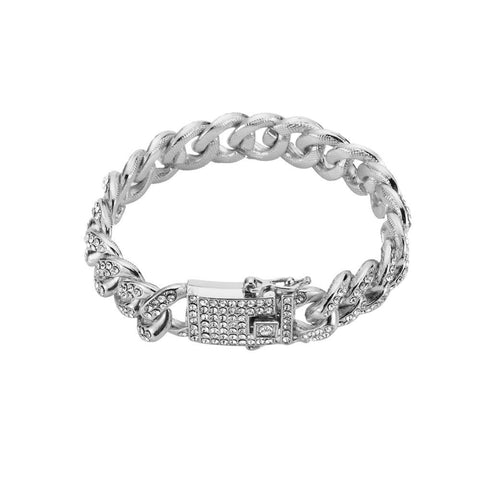 Men Hip hop iced out bling mask pendant and cuban bracele -JW00250-Veeddydropshipping