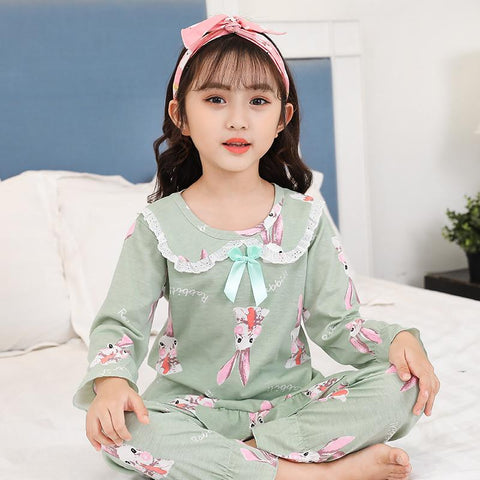 2 Pcs Cotton Girls Pajamas Sets Autumn Winter Long Sleeve Girls-TB01057-Veeddydropshipping